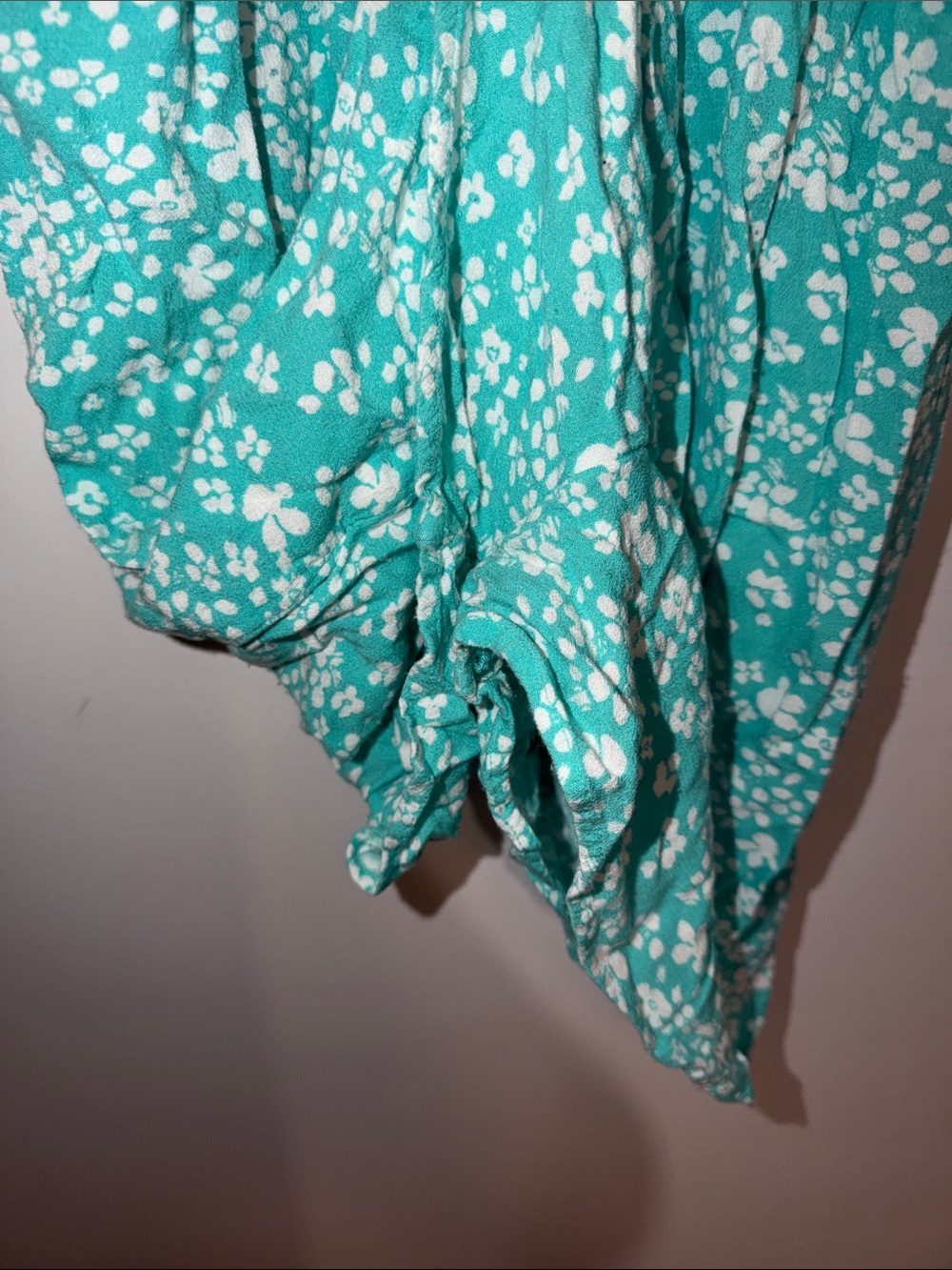 aerie Aqua & White Floral Spaghetti-Strap Romper - Picture 4 of 4